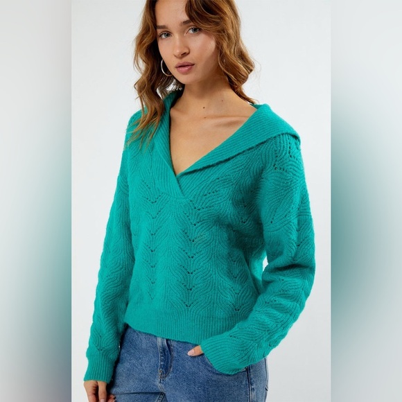 MINKPINK taylor jumper sweater in mint teal turquoise women’s size small - Picture 3 of 7
